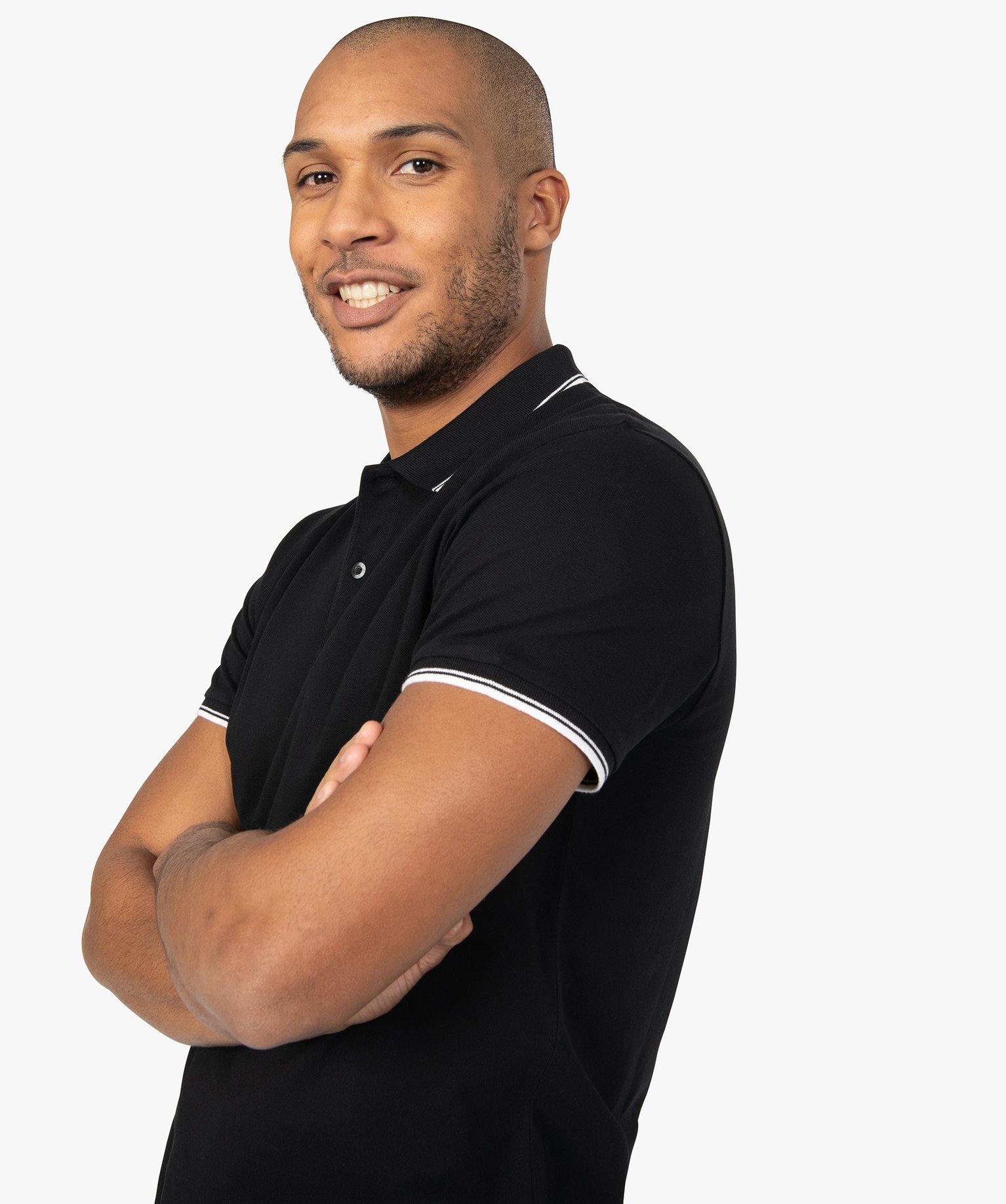 Polo homme à manches courtes 100% coton bio noir | GEMO
