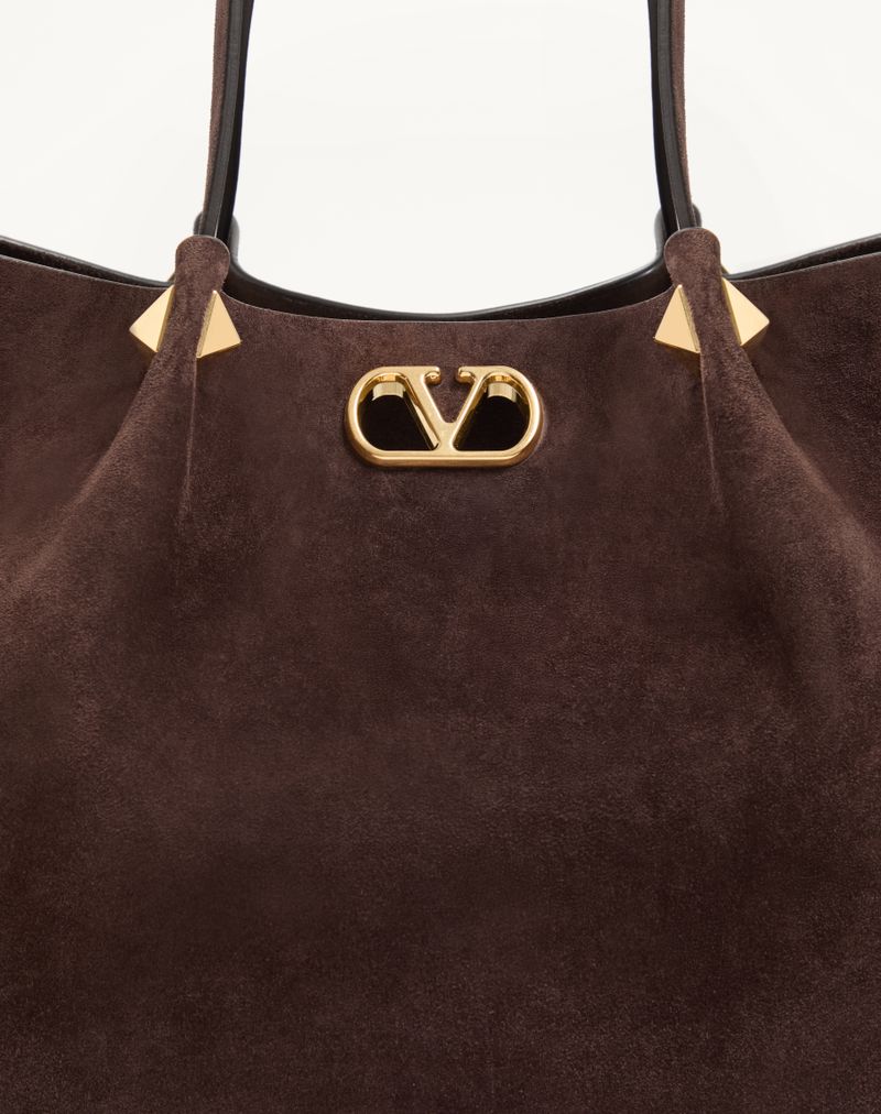 Sacola de compras grande em camurça macia Valentino Garavani
