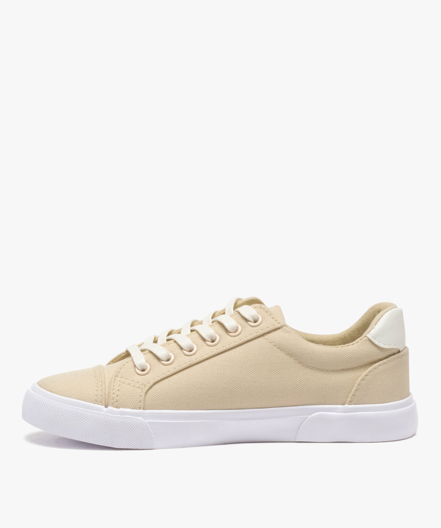 Baskets femme en toile unie à bout renforcé beige | GEMO