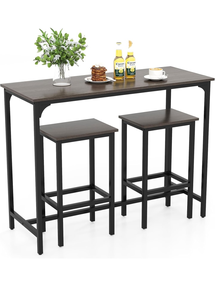 COSTWAY Bartisch mit Barhocker Set in Taupe günstig kaufen onesize