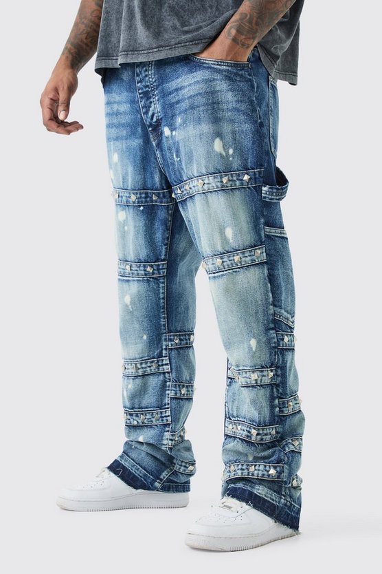 Plus Slim-Fit Schlagjeans mit verziertem Riemchen-Detail