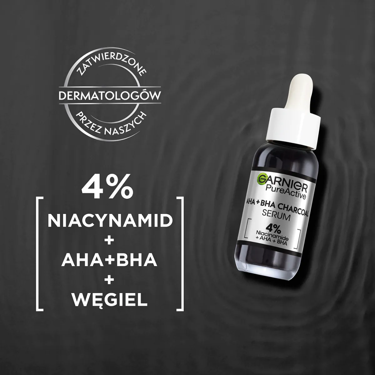 „Garnier Skin Naturals“ grynos odos serumas nuo odos netobulumų su aha, bha ir medžio anglimi
