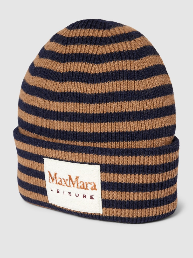 Beanie mit Label-Patch Modell 'GIUNTO' in marineblau