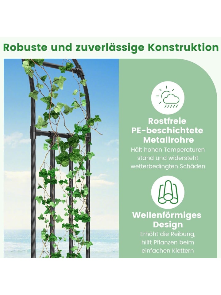 COSTWAY Rosenbogen Metall 240x153x40cm in Schwarz günstig kaufen onesize