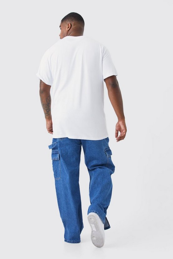 Plus lockere Jeans mit geteiltem Saum