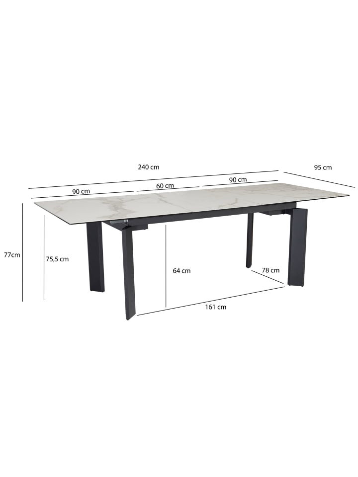 KADIMA DESIGN Esstisch ausziehbar groß, Marmor-Optik, Keramik-Glasplatte in Weiß-Schwarz günstig kaufen onesize