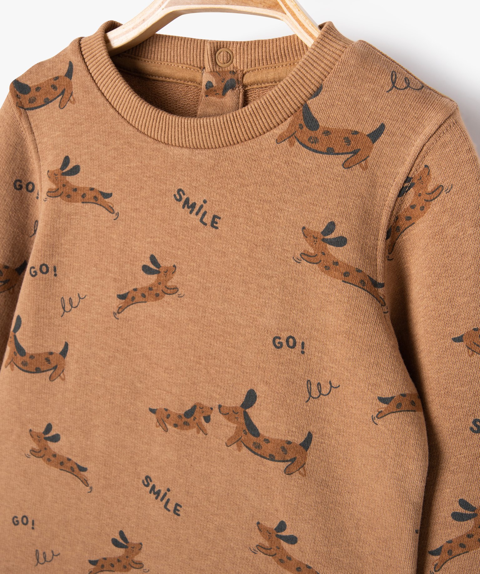 Sweat en maille bouclette imprimée bébé Garçon marron | GEMO