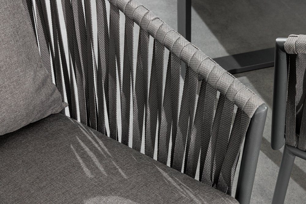 riess-ambiente Gartenstuhl ROPE grau (Einzelartikel, 1 St), Design · Outdoor · Indoor · Aluminium · Armlehnen · Balkon · Terrasse