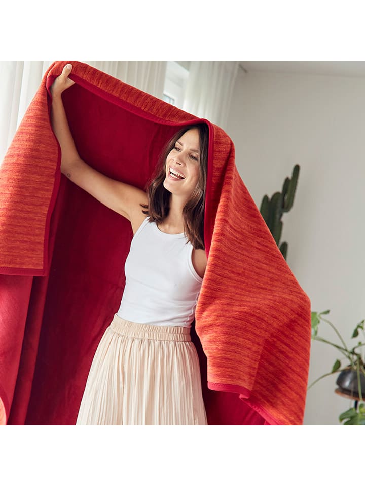 Ibena Wohndecke ''Fano'' in Rot/ Orange günstig kaufen 150x200 cm