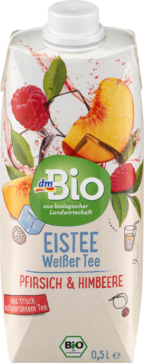 Eistee, weißer Tee mit Pfirsich & Himbeere, 500 ml
