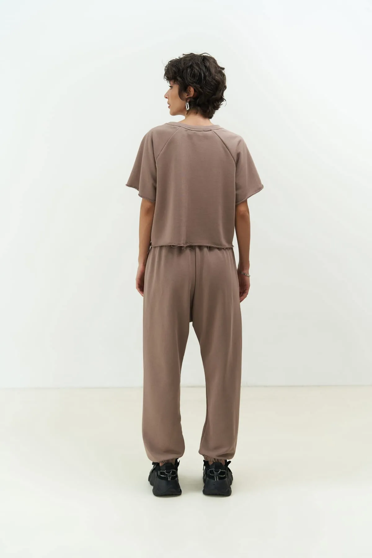 MAİ COLLECTİON  Vero Grey Crop-Trainingsanzug-Set