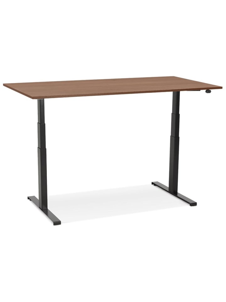 KADIMA DESIGN Schreibtisch 140x70 cm elektrisch höhenverstellbar in Braun-Schwarz günstig kaufen