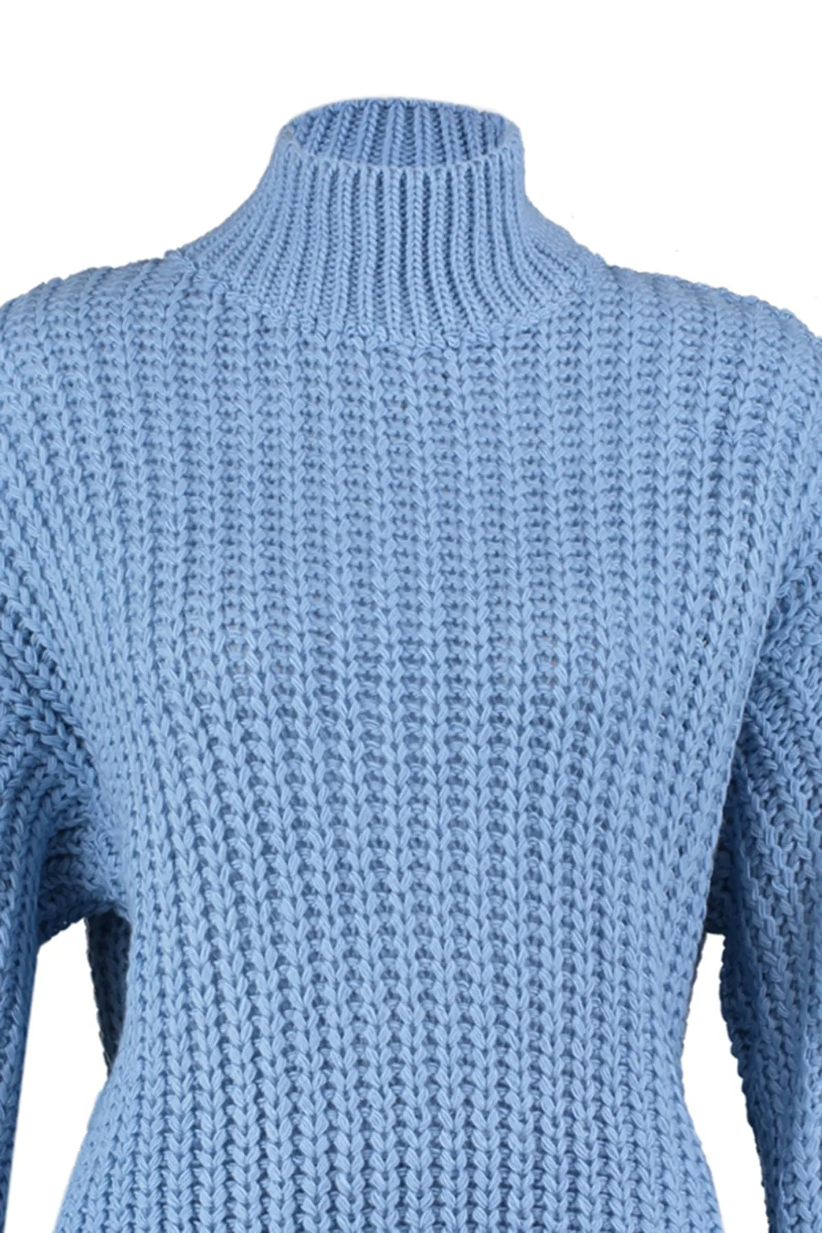 Trendyol Collection  Blauer, weich strukturierter Strickpullover mit Basic-Kragen und weiter Passform TWOAW23KZ01810