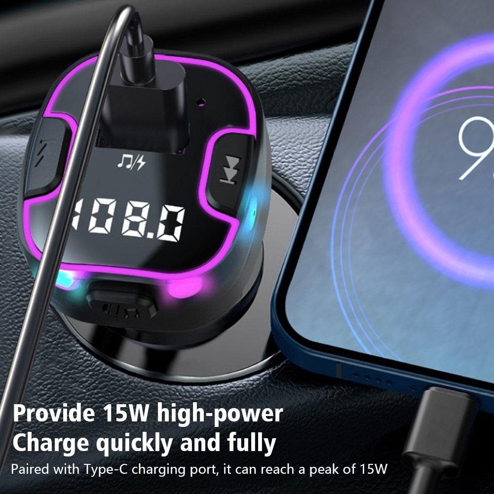 DESUO Zigarettenanzünder USB C Auto Ladegerät Bluetooth 5.3 FM Transmitter Autobatterie-Ladegerät