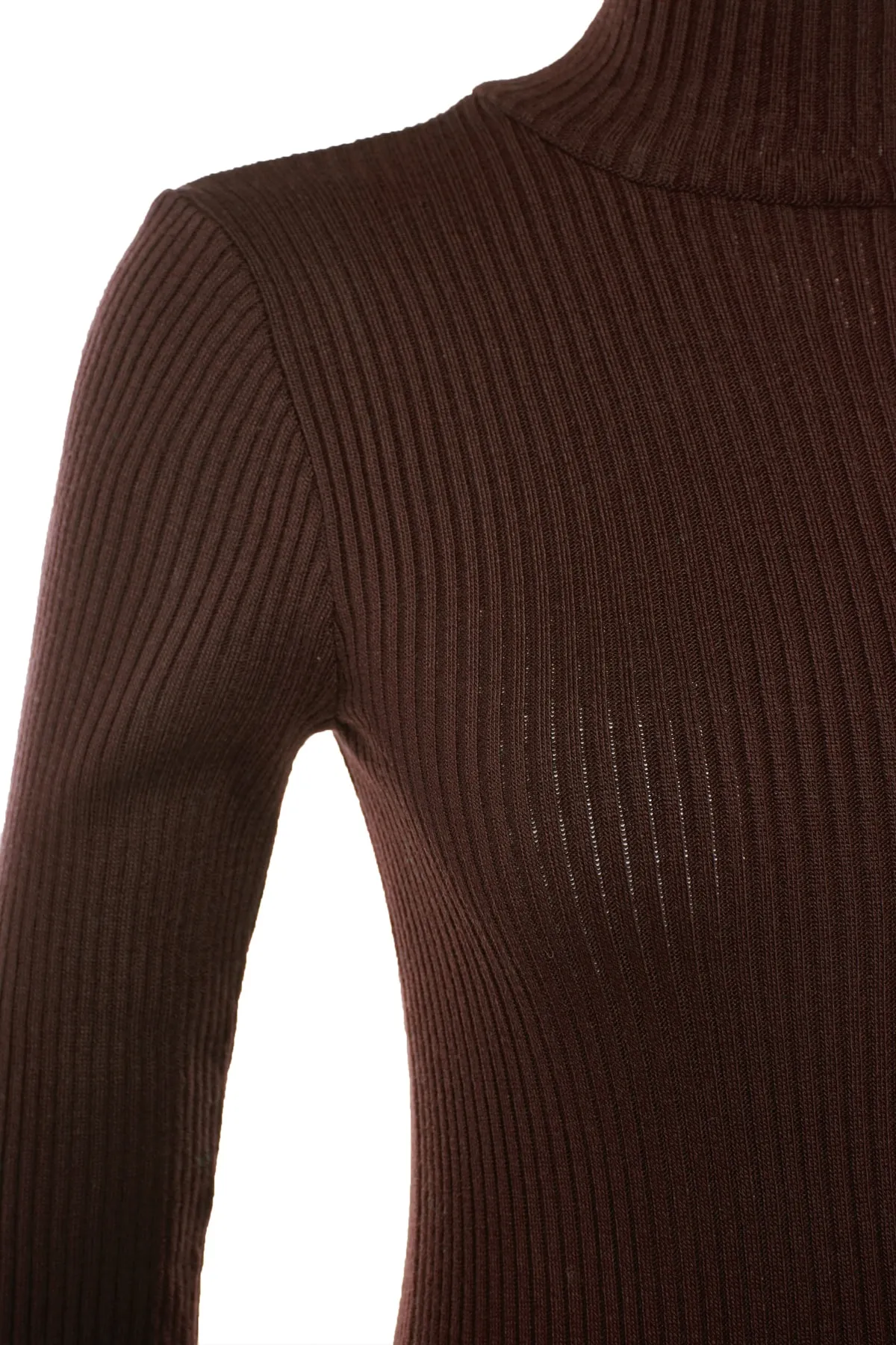 Trendyol Collection  Braun Braunes Mini-Strickkleid mit hohem Kragen TWOAW23EL01389 Kleid TWOAW23EL01389