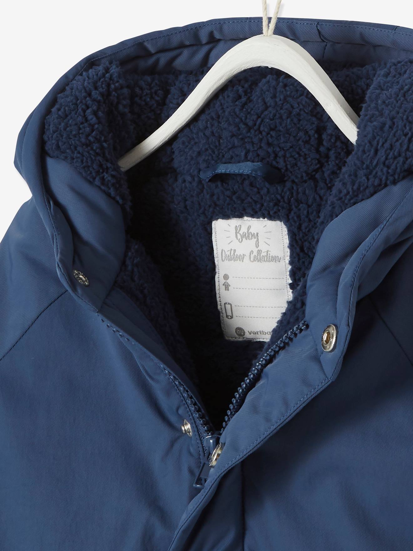 Parka doublée bébé à capuche cannelle