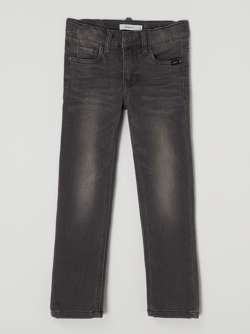 Jeans mit Stretch-Anteil Modell 'Theo' in mittelgrau meliert