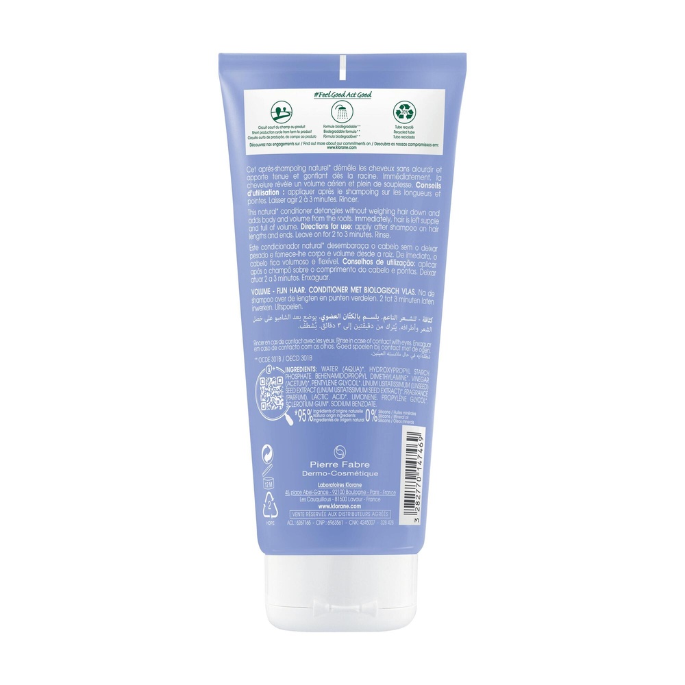 Klorane Lin - Soin Après-shampoing volume aux fi bres de Lin Après shampoing