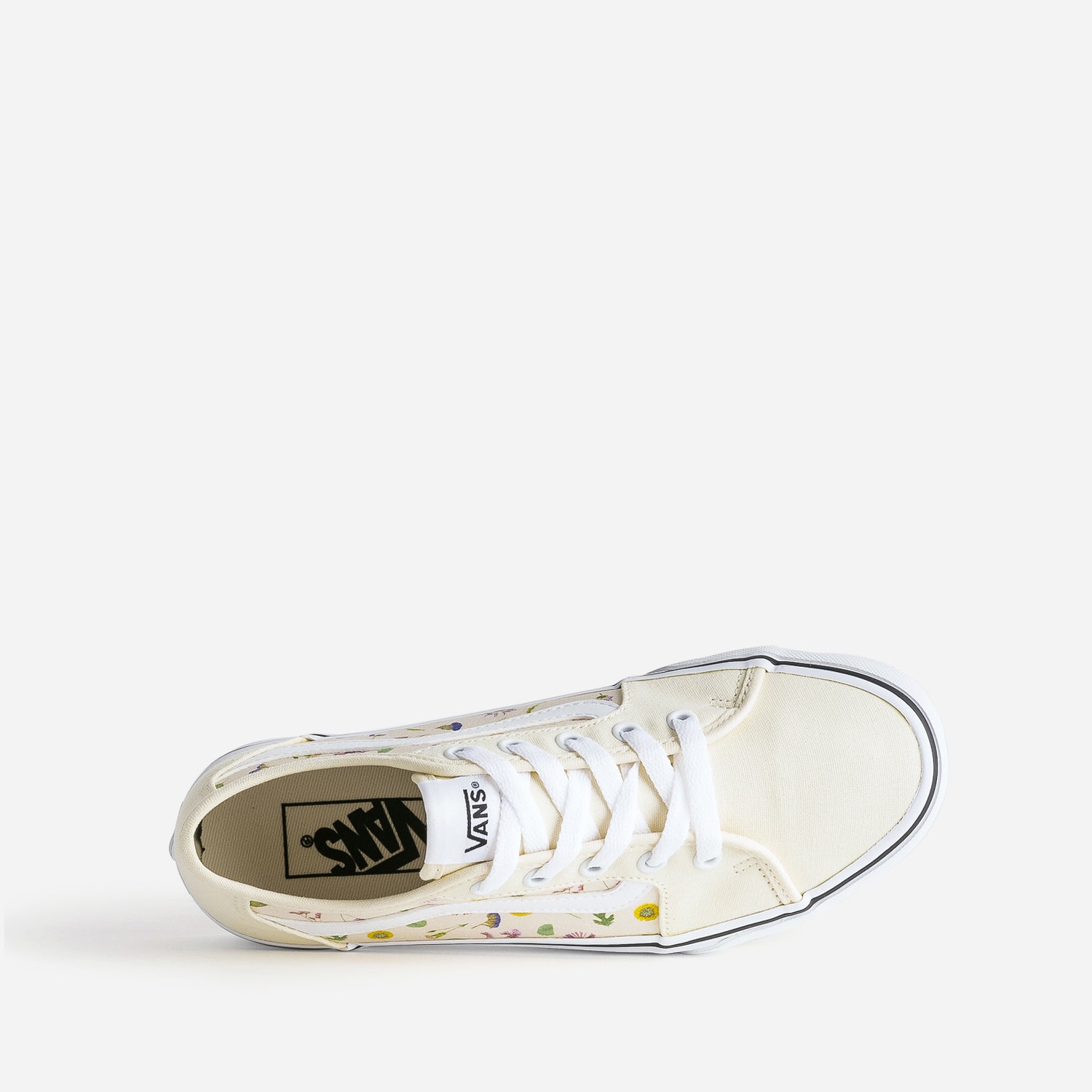 Tennis VANS jaune pâle en toile à empiècements fleuris
