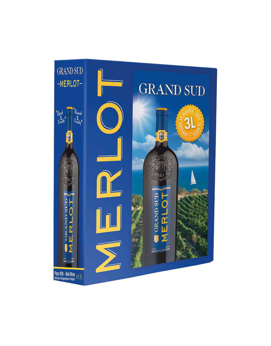Pays d'Oc IGP Merlot Grand Sud 3 ℓ, Bag in Box