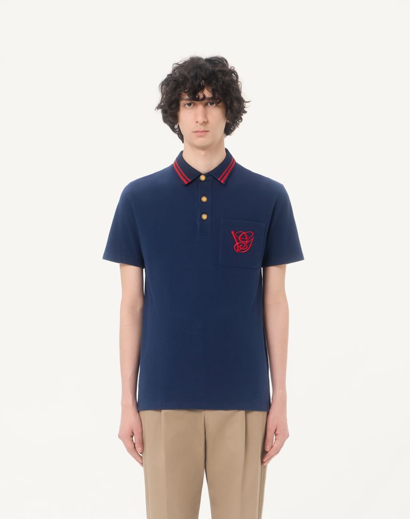 Polo shirt van katoenen piqué met VG-borduurwerk