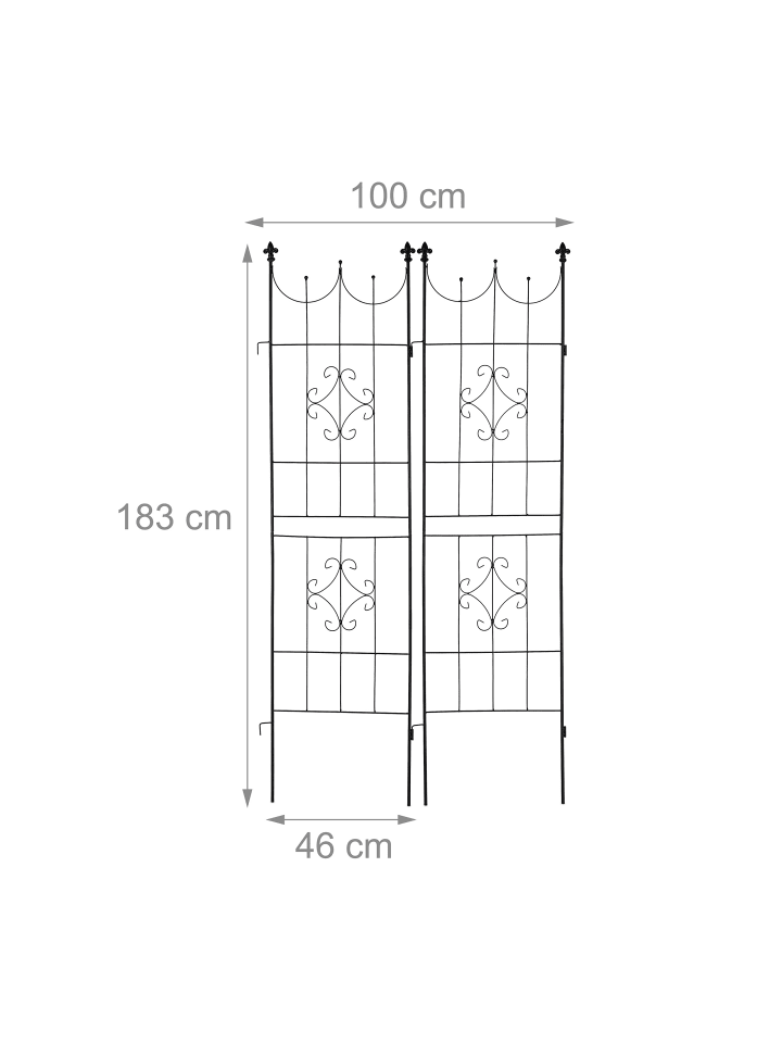 relaxdays 2 x Rankgitter in Schwarz - (B)46 x (H)183 cm günstig kaufen onesize