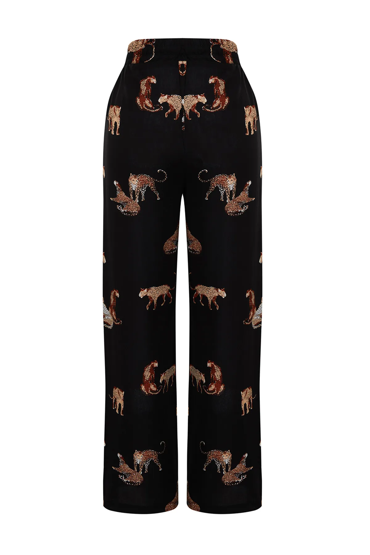 Trendyol Collection  Schwarze Pyjamahose aus Viskosegewebe mit Tiermuster THMSS24PJ00031