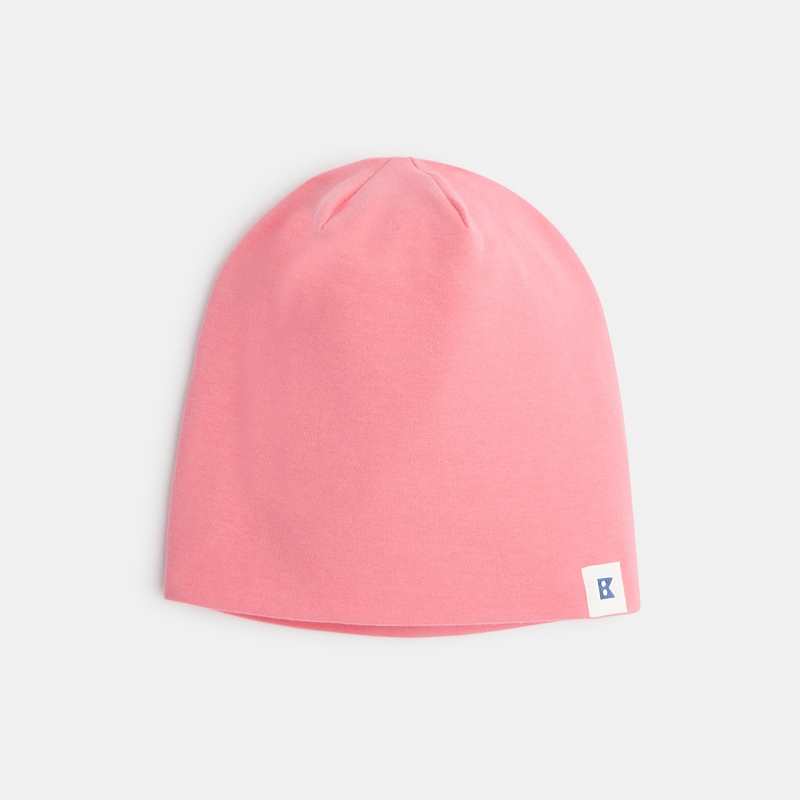 Bonnet en maille rose fille