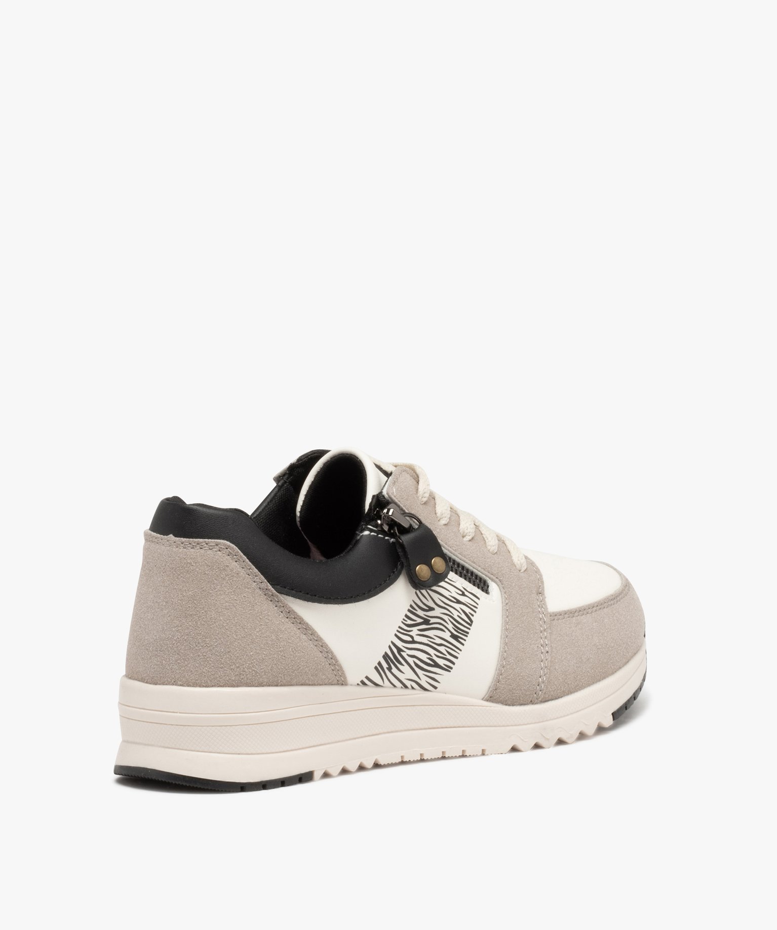 Baskets femme style casual avec détails fantaisie - Hobiz beige | GEMO
