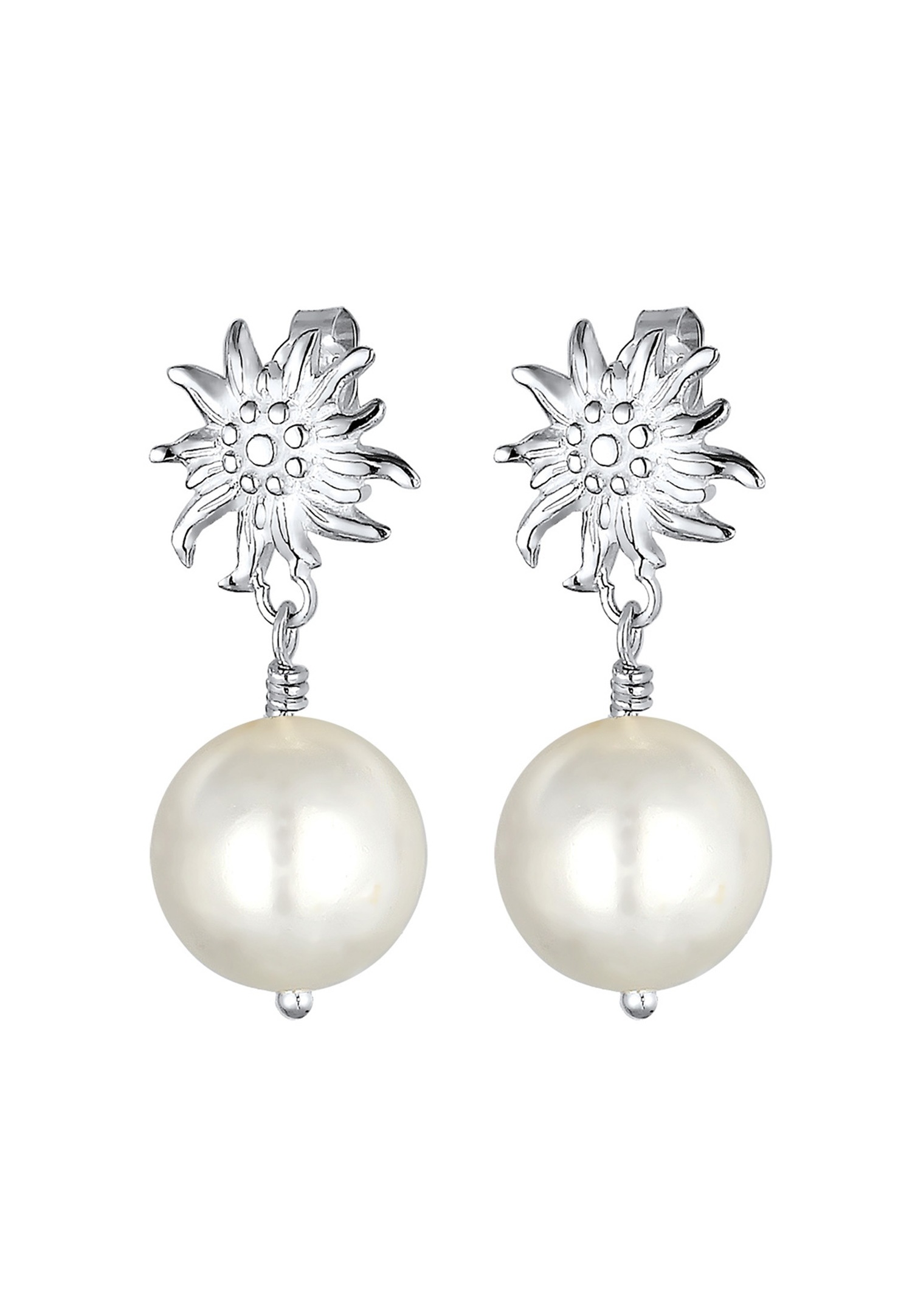 Orecchini pendenti da donna Elli modello Edelweiss Dirndl con perla di conchiglia in argento sterling 925.