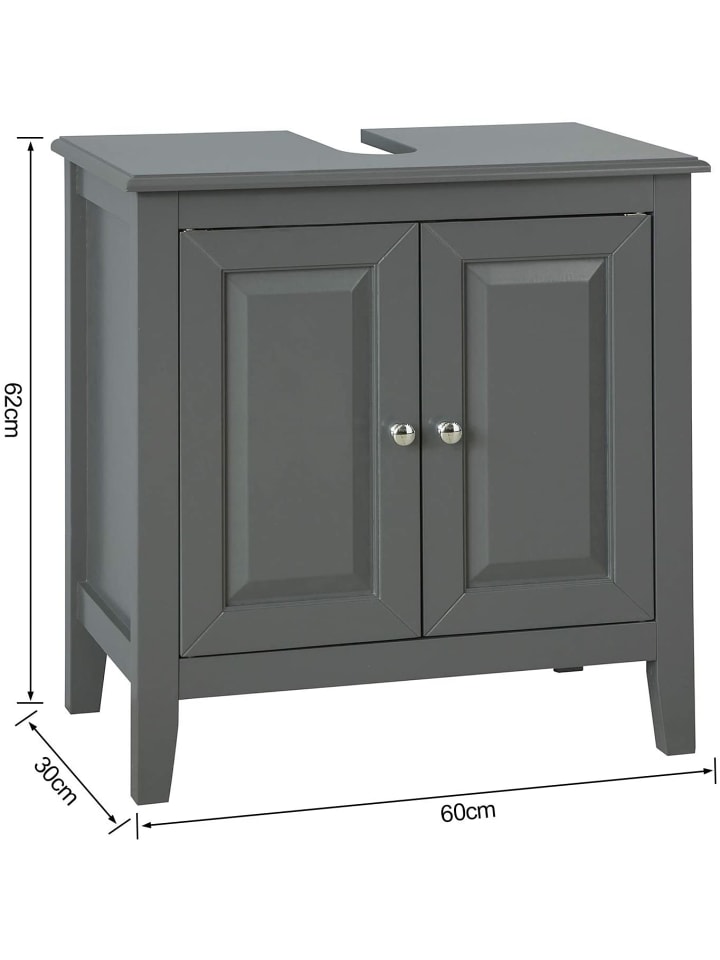 SoBuy Waschbeckenunterschrank in Dunkelgrau - (B)60 x (H)62 x (T)30cm günstig kaufen onesize