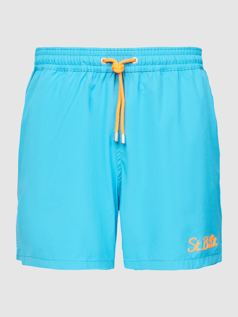 Badehose mit Label-Stitching Modell 'COMFORT' in türkis