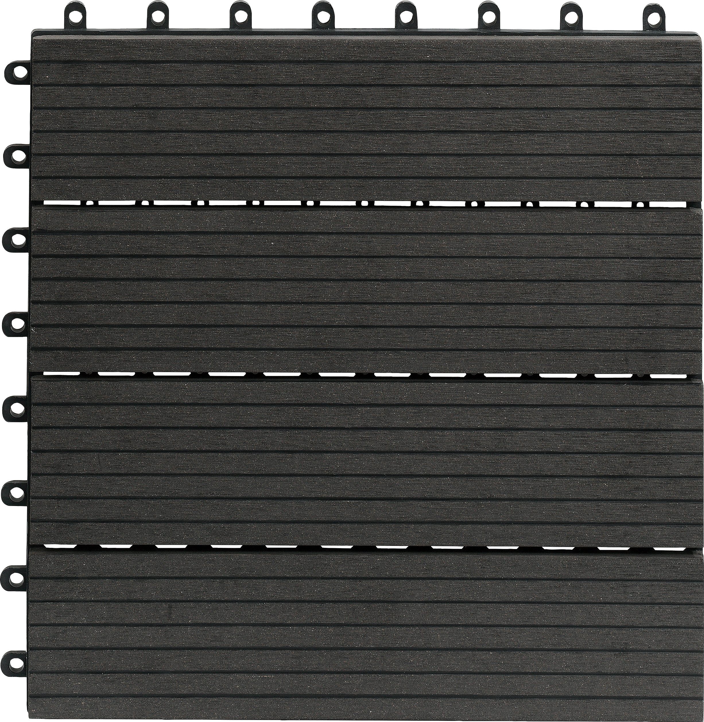 Gartenfreude WPC-Fliesen, Set, 10 St., 0,9 m², mit Klickfunktion