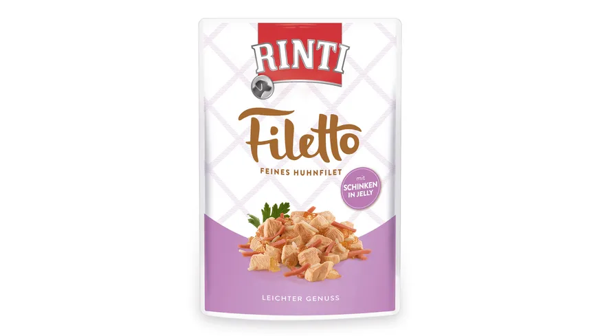 RINTI FILETTO Hundenassfutter feines Huhnfilet mit Schinken in Jelly 100 g