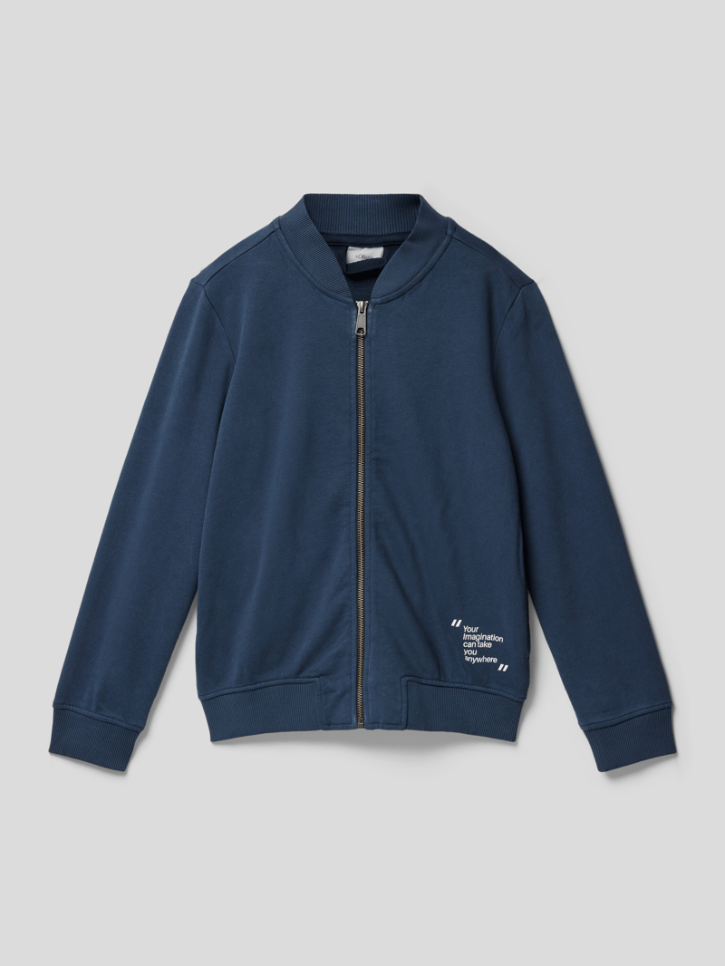 Sweatjacke mit Statement-Print in marineblau