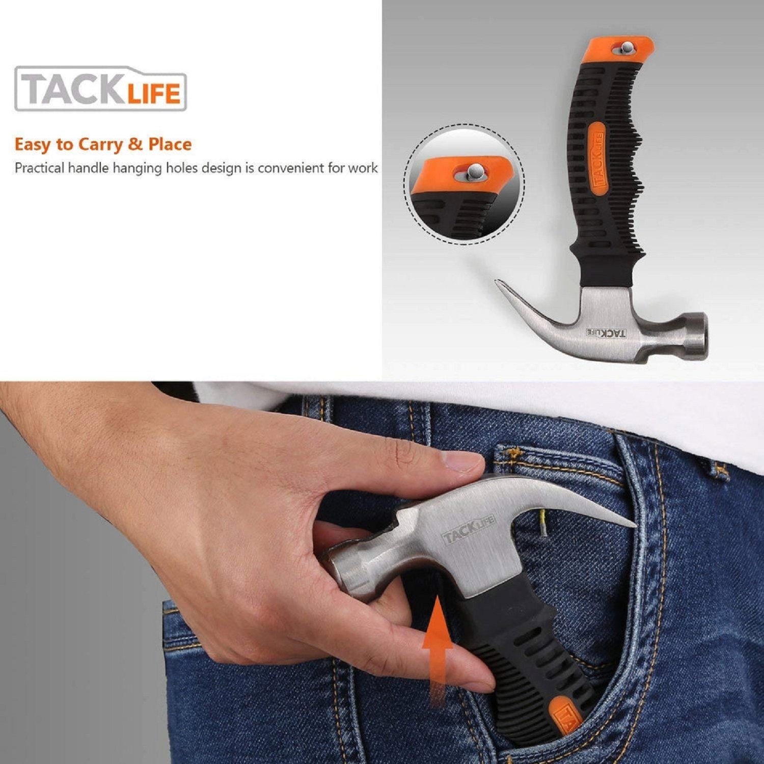 TACKLIFE Abbruchhammer, 8Oz Mini Hammer Nails Tool mit magnetisch Nagelstarter