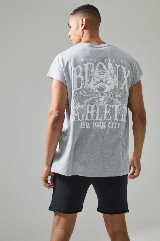 Man Active Oversize T-Shirt mit Bronx Barbell Print