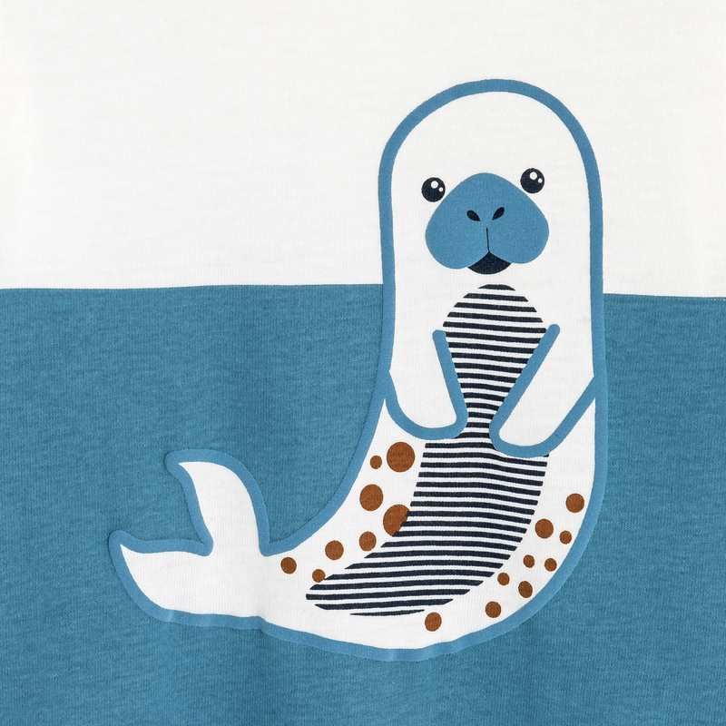 T-shirt colorblock animal bleu bébé garçon