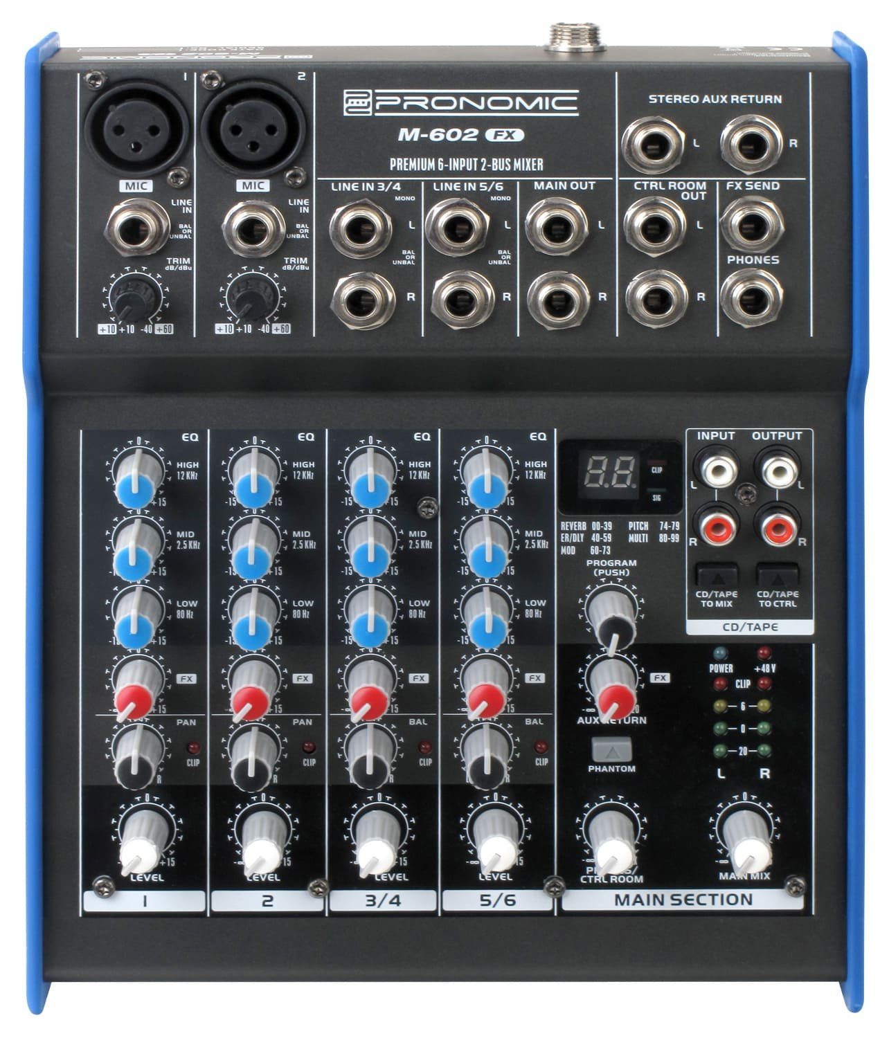 Pronomic Mischpult M-602FX Live/Studio DJ-Mixer