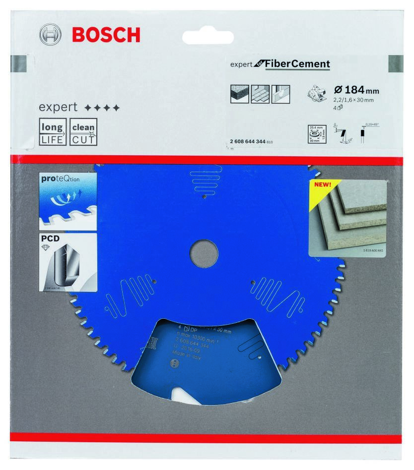Lame de scie circulaire Bosch Blue Accessories 2608644344 Expert en carbure pour fibrociment 184 x 30 x 4 dents