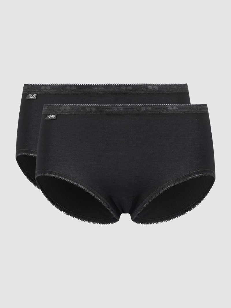 Slip mit Stretch-Anteil im 2er-Pack Modell 'Midi' in schwarz