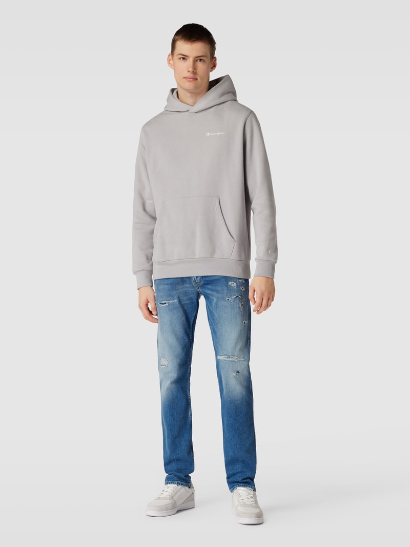 Slim Fit Jeans im Destroyed-Look Modell 'ANBASS' in blau