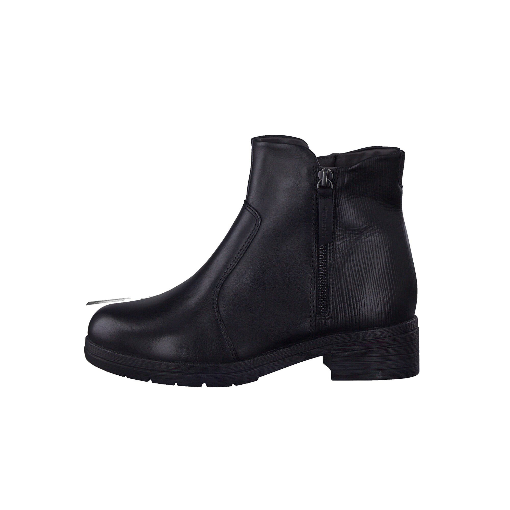 Bottines zippées dessus cuir