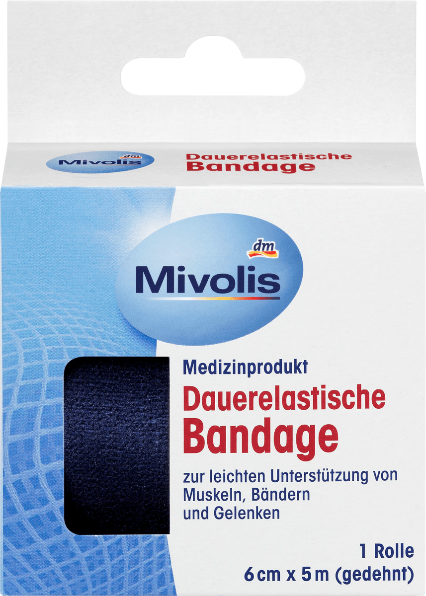 Dauerelastische Bandage, 6 cm x 5 m (gedehnt), 1 Rolle, 5 m