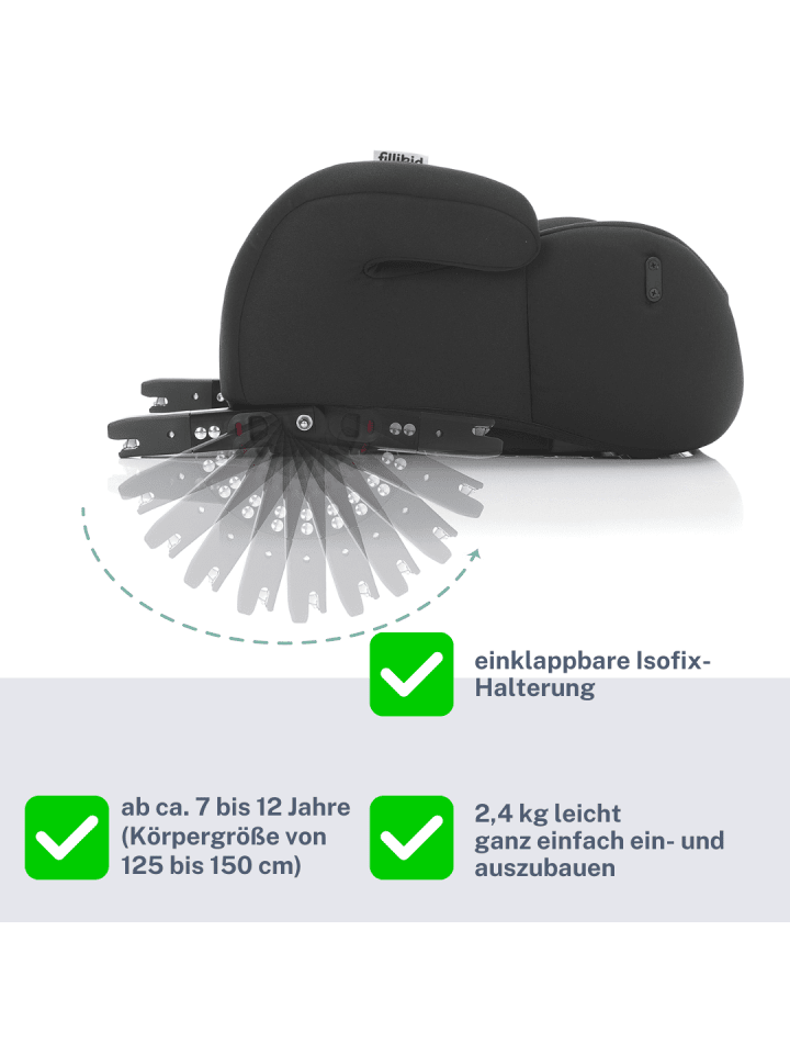 fillikid Sitzerhöhung Auto Isofix i-size Exklusiv in Schwarz günstig kaufen 42 x 42 cm