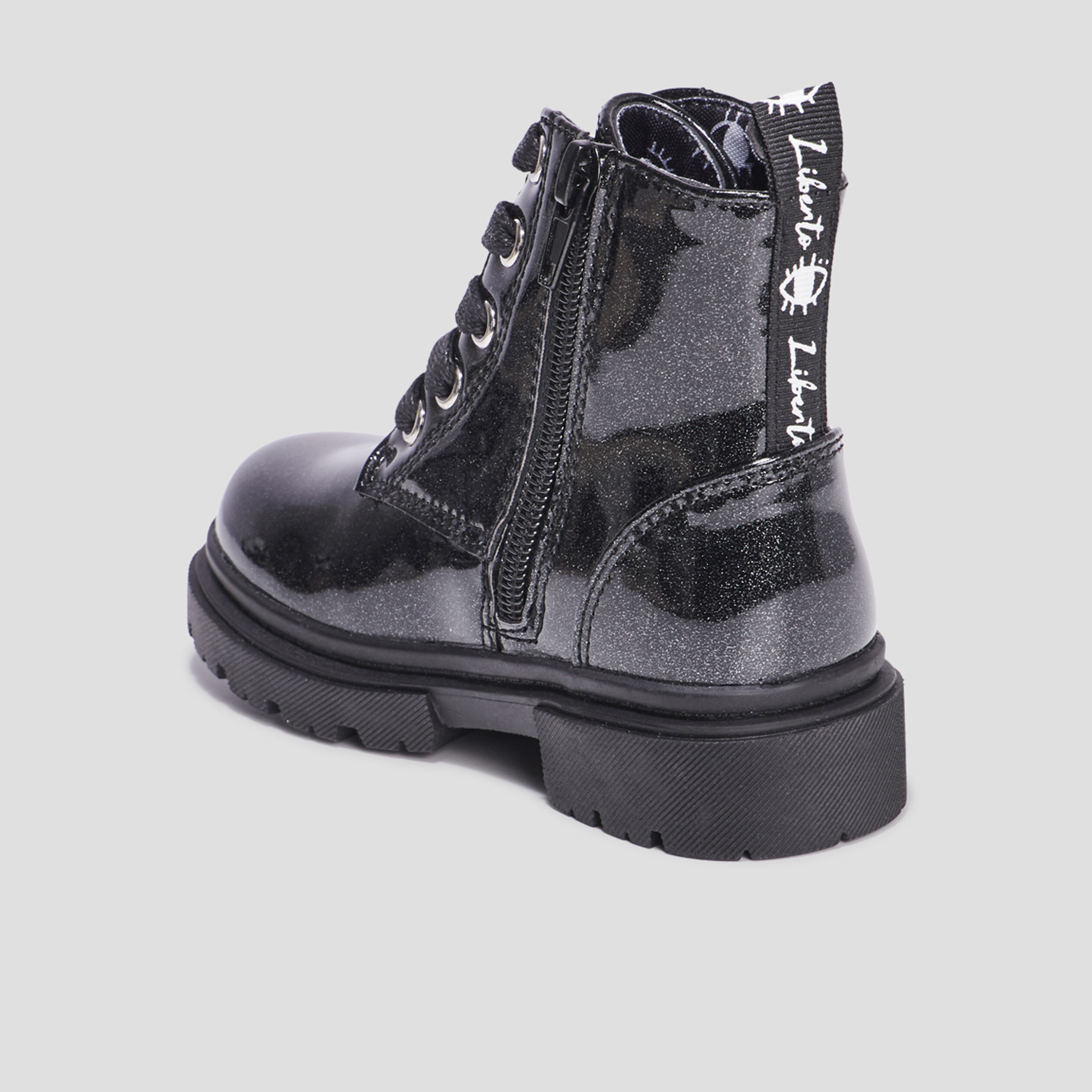 Bottines crantées zippées à paillettes noir fille | La Halle