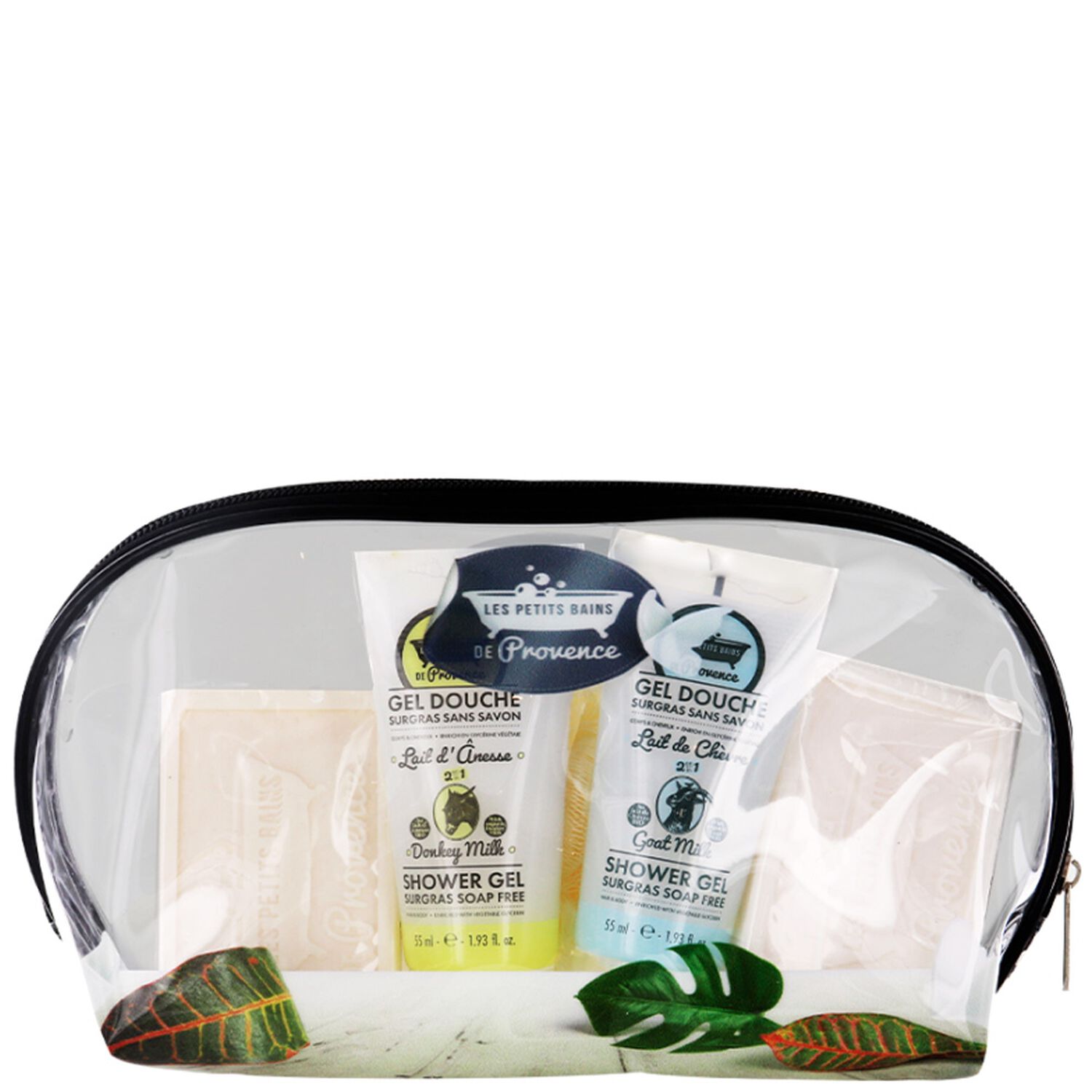 Les Petits Bains de Provence Lait de chèvre & d'ânesse Trousse 2 Gels Douches + 2 Savons + Fleur de Douche