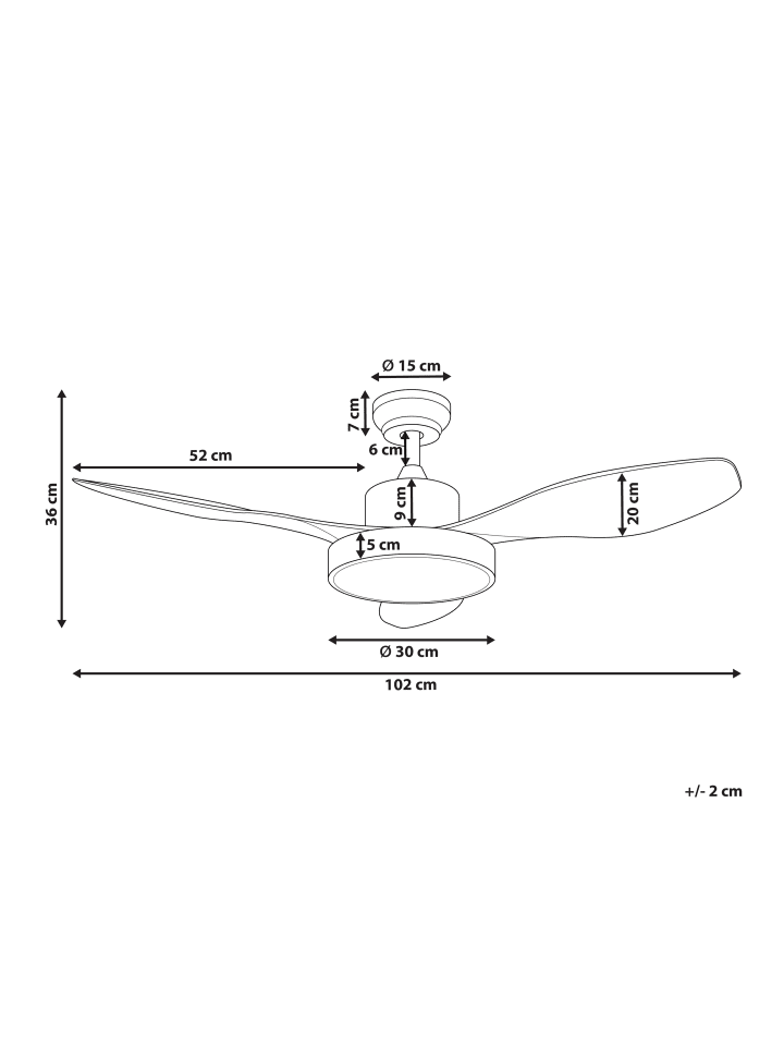 Beliani Deckenventilator mit Licht BANDERAS in Silber/Heller Holzfarbton günstig kaufen onesize