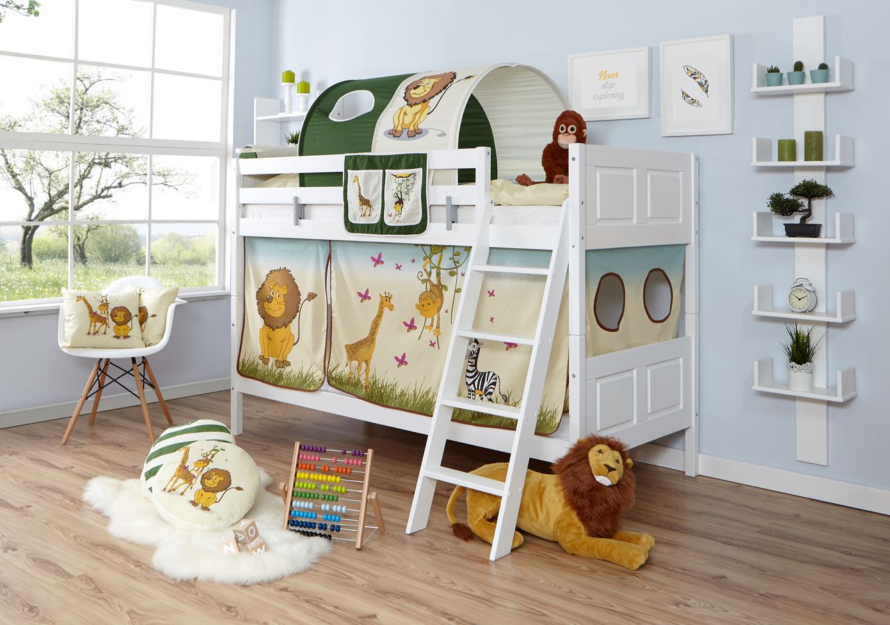 Ticaa Etagenbett Erni Country Buche weiß Safari,A3