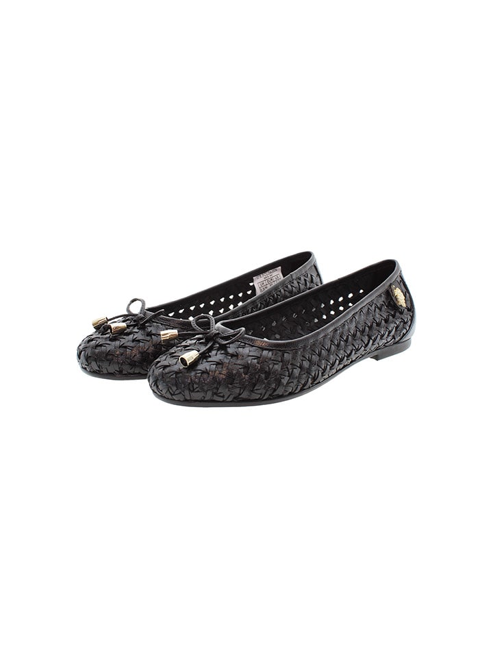U.S. Polo Assn. Leder-Ballerinas in Schwarz günstig kaufen